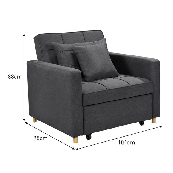 Sarantino Suri 3 - in - 1 Convertible Lounge Chair Bed - Dark Grey - RnR Galore