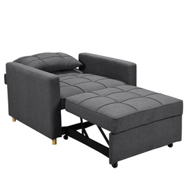 Sarantino Suri 3 - in - 1 Convertible Lounge Chair Bed - Dark Grey - RnR Galore