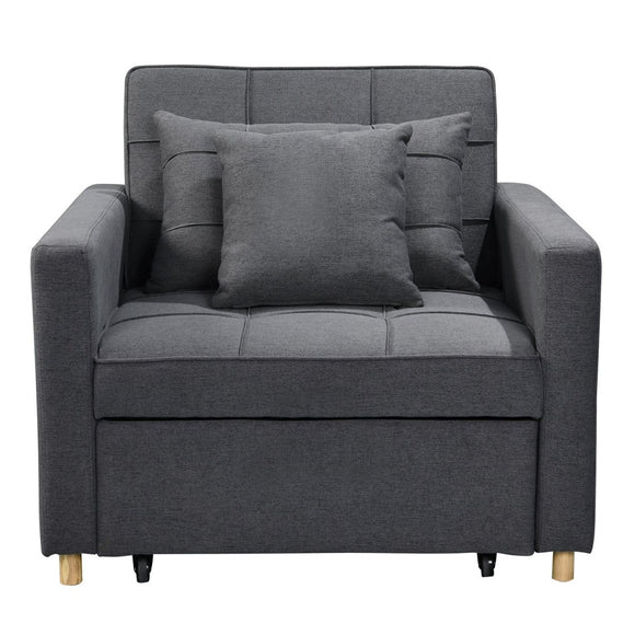 Sarantino Suri 3 - in - 1 Convertible Lounge Chair Bed - Dark Grey - RnR Galore