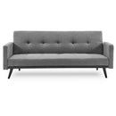 Sarantino Tufted Faux Linen 3 - Seater Sofa Bed with Armrests - Light Grey - RnR Galore