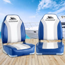 Seamanship 2X Folding Boat Seats Marine Seat Swivel High Back 12cm Padding Blue - RnR Galore