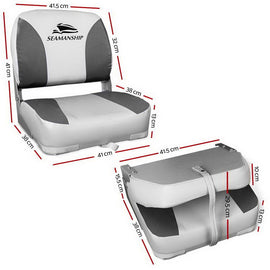 Seamanship 2X Folding Boat Seats Marine Swivel Low Back 13cm Padding Charcoal - RnR Galore