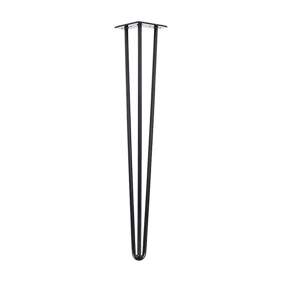 Set of 4 Industrial 3 - Rod Retro Hairpin Table Legs 12mm Steel Bench Desk - 71cm Black - RnR Galore