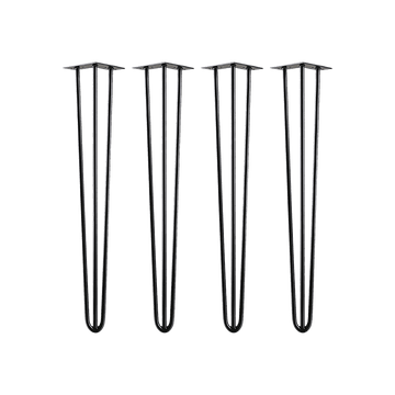 Set of 4 Industrial 3 - Rod Retro Hairpin Table Legs 12mm Steel Bench Desk - 71cm Black - RnR Galore