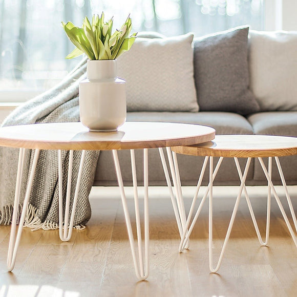 Set of 4 Industrial 3 - Rod Retro Hairpin Table Legs 12mm Steel Bench Desk - 71cm White - RnR Galore