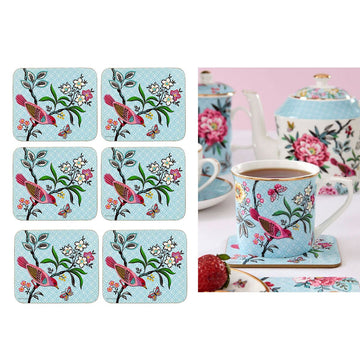 Set of 6 Jardin Peony Coasters 11x9.7x0.4cm - RnR Galore