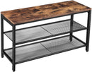 Shoe Rack with 2 Mesh Shelves, Rustic Brown and Black - RnR Galore