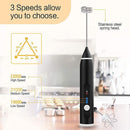 Silver Rechargeable Electric Milk Frother Handheld (3 Speeds) - RnR Galore