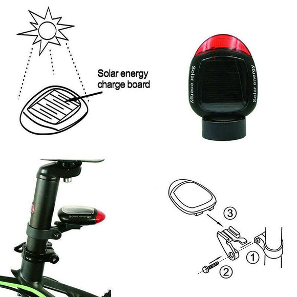Solar Powered Bicycle Cycling Bike LED Headlight + Rear Tail Light Lamp LED with Gift Box - RnR Galore