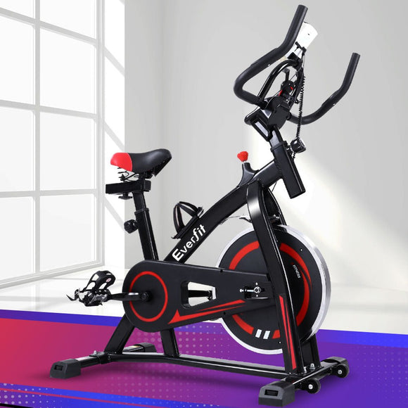 Spin Exercise Bike Flywheel Fitness Commercial Home Workout Gym Machine Bonus Phone Holder Black - RnR Galore