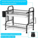 Stainless Steel 2 - Tier Dish Drying Rack with Utensil Holder, Cutting Board Holder and Dish Drainer for Kitchen Counter (Black) - RnR Galore