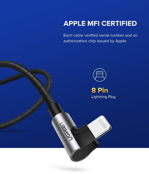UGREEN 60521 USB - A to 8 - pin 90 Degree Angel Cable 1M - RnR Galore