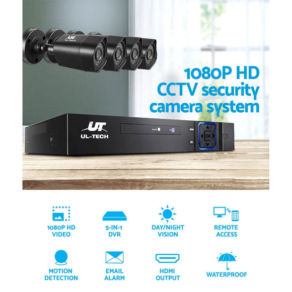 UL - tech CCTV Security System 4CH DVR 4 Cameras 1080p - RnR Galore
