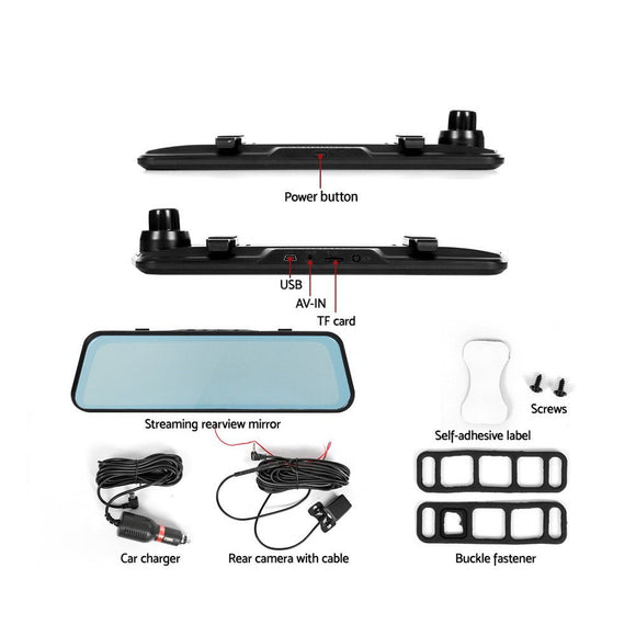 UL - tech Dash Camera 1080P 9.66" Front and Rear View Cam Car DVR Reverse Recorder - RnR Galore