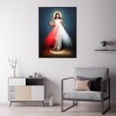 Wall Art 60cmx90cm Jesus Divine Mercy I Trust In You Black Frame Canvas - RnR Galore