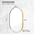 Wall Mirror Oval Aluminum Frame Bathroom 50x75cm GOLD - RnR Galore