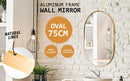 Wall Mirror Oval Aluminum Frame Bathroom 50x75cm GOLD - RnR Galore