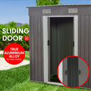 Wallaroo 4ft x 8ft Garden Shed with Base Flat Roof Outdoor Storage - Grey - RnR Galore