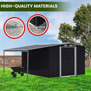 Wallaroo 6x8ft Zinc Steel Garden Shed with Open Storage - Black - RnR Galore