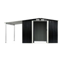 Wallaroo 6x8ft Zinc Steel Garden Shed with Open Storage - Black - RnR Galore