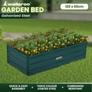 Wallaroo Garden Bed 120 x 60 x 30cm Galvanized Steel - Green - RnR Galore