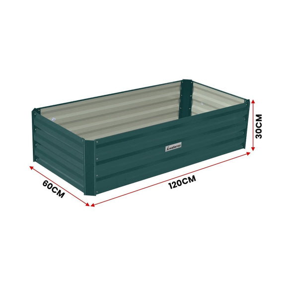 Wallaroo Garden Bed 120 x 60 x 30cm Galvanized Steel - Green - RnR Galore