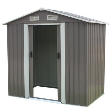 Wallaroo Garden Shed Spire Roof 4ft x 6ft Outdoor Storage Shelter - Grey - RnR Galore