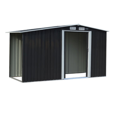 Wallaroo Garden Shed with Semi - Close Storage 4*8FT - Black - RnR Galore