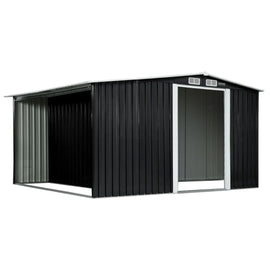 Wallaroo Garden Shed with Semi - Closed Storage 10*8FT - Black - RnR Galore