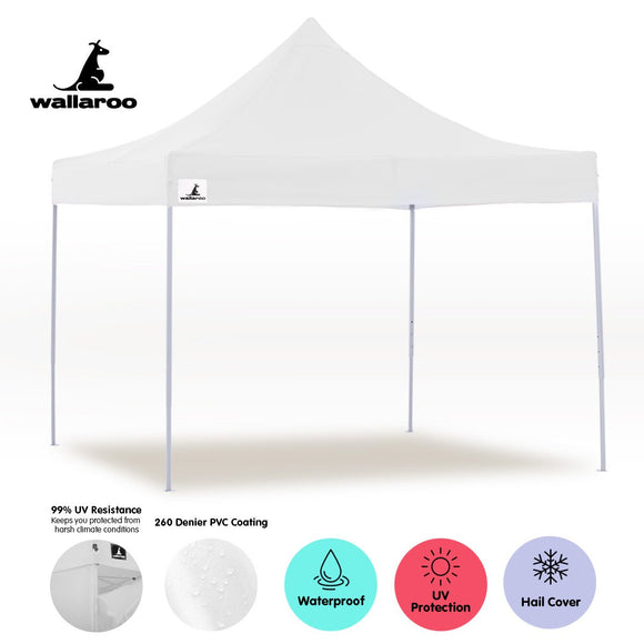 Wallaroo Gazebo Tent Marquee 3x3 PopUp Outdoor Wallaroo White - RnR Galore