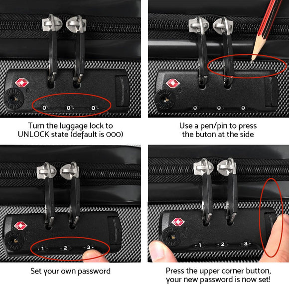 Wanderlite 20" 55cm Luggage Trolley Travel Set Suitcase Carry On Hard Shell Case Sets Lightweight Black - RnR Galore