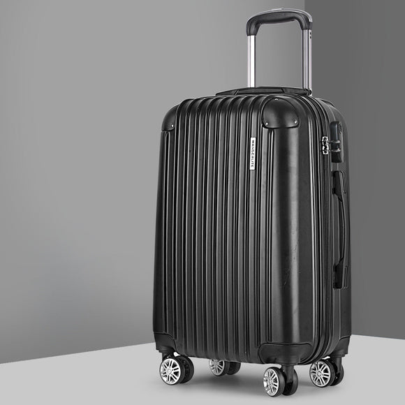 Wanderlite 20" 55cm Luggage Trolley Travel Set Suitcase Carry On Hard Shell Case Sets Lightweight Black - RnR Galore