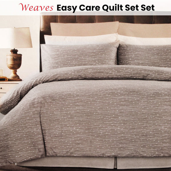Weaves Coffee Easy Care Quilt Cover Set Double - RnR Galore