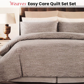 Weaves Coffee Easy Care Quilt Cover Set King - RnR Galore