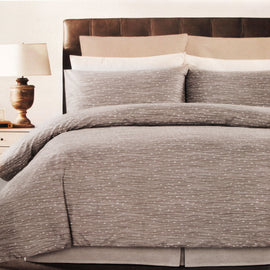 Weaves Coffee Easy Care Quilt Cover Set King - RnR Galore