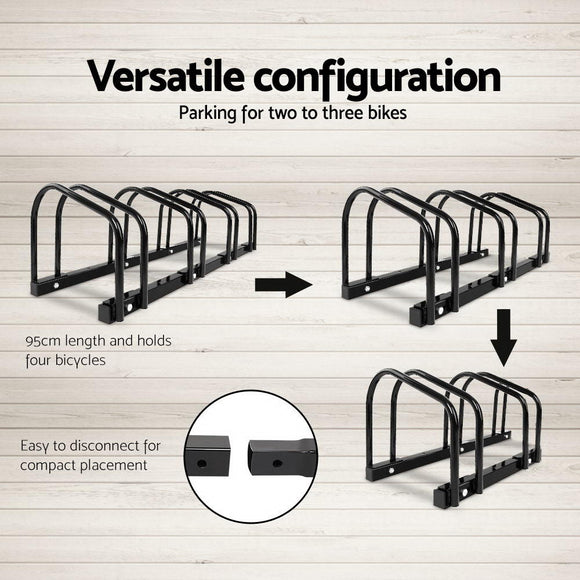 Weisshorn 4 Bike Stand Rack Bicycle Storage Floor Parking Holder Cycling Black - RnR Galore