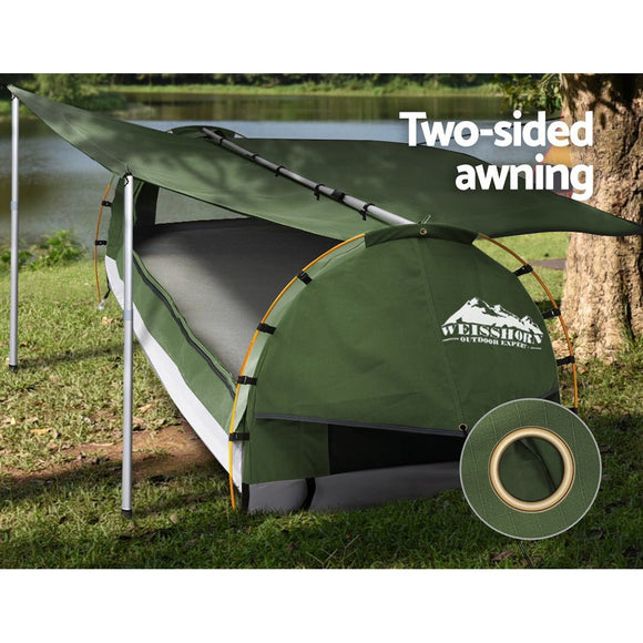 Weisshorn Double Swag Camping Swags Canvas Free Standing Dome Tent Celadon - RnR Galore