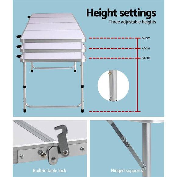 Weisshorn Folding Camping Table 240CM Portable Outdoor Picnic BBQ Aluminium Desk - RnR Galore