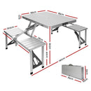 Weisshorn Folding Camping Table Outdoor Picnic BBQ With 2 Bench Chairs Set - RnR Galore