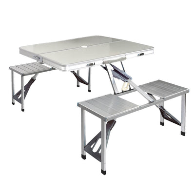 Weisshorn Folding Camping Table Outdoor Picnic BBQ With 2 Bench Chairs Set - RnR Galore