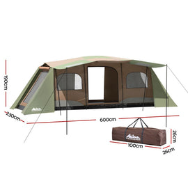 Weisshorn Instant Up Camping Tent 10 Person Outdoor Family Hiking Tents 3 Rooms - RnR Galore