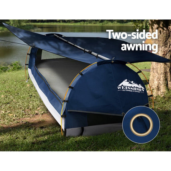 Weisshorn King Single Swag Camping Swags Canvas Free Standing Dome Tent Blue - RnR Galore