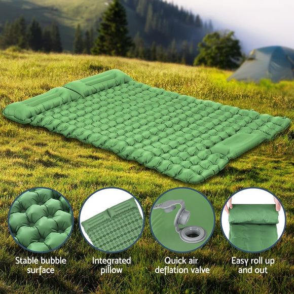 Weisshorn Self Inflating Mattress Camping Sleeping Mat Air Bed Pad Double Pillow - RnR Galore