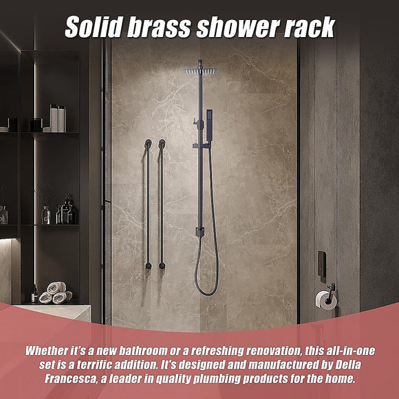WELS 8" Rain Shower Head Set Square Dual Heads Faucet High Pressure Hand Held - RnR Galore