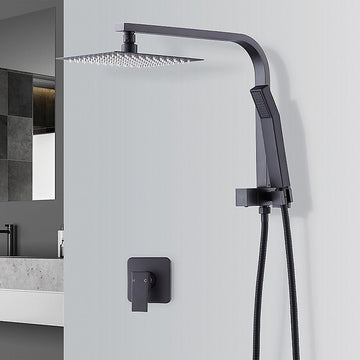 WELS 8" Rain Shower Head Set Square Dual Heads Faucet High Pressure With Mixer - RnR Galore