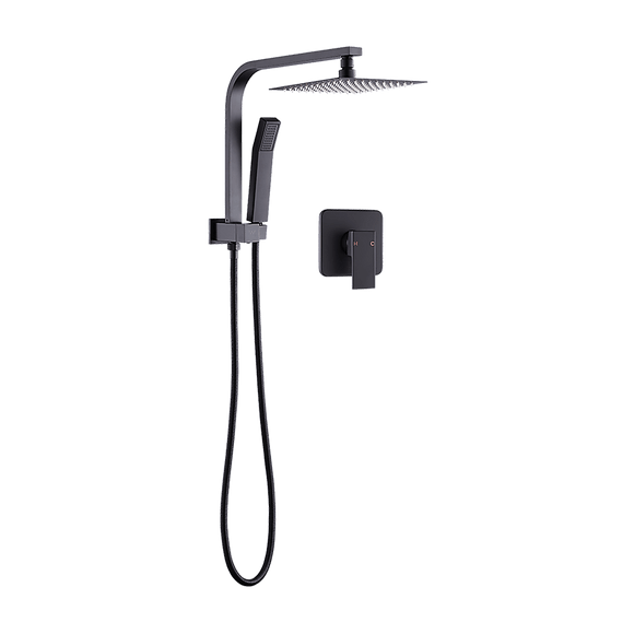 WELS 8" Rain Shower Head Set Square Dual Heads Faucet High Pressure With Mixer - RnR Galore