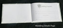 White Wedding Guest Book Register with Silver Pen Matching Stand Set 36 Lined Pages - White Sach Diamante Cover - RnR Galore
