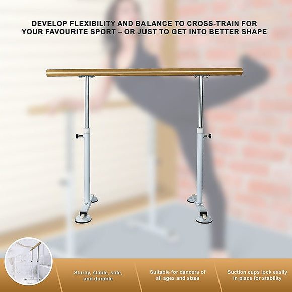 Wooden Portable Ballet Bar Stretch Barre Dance Bar 1.5M Freestanding Ballet Bar - RnR Galore