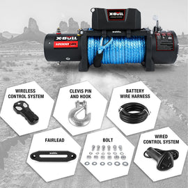 X - BULL 12V Electric Winch 12000LBS synthetic rope 4wd Jeep with winch cover - RnR Galore