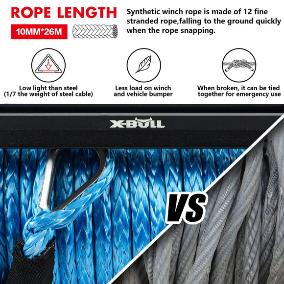 X - BULL 12V Electric Winch 12000LBS synthetic rope 4wd Jeep with winch cover - RnR Galore